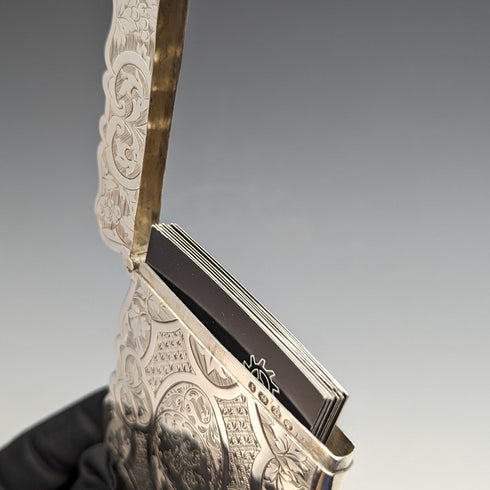 1872年 英国アンティーク 純銀製カードケース 54g FREDERICK MARSON